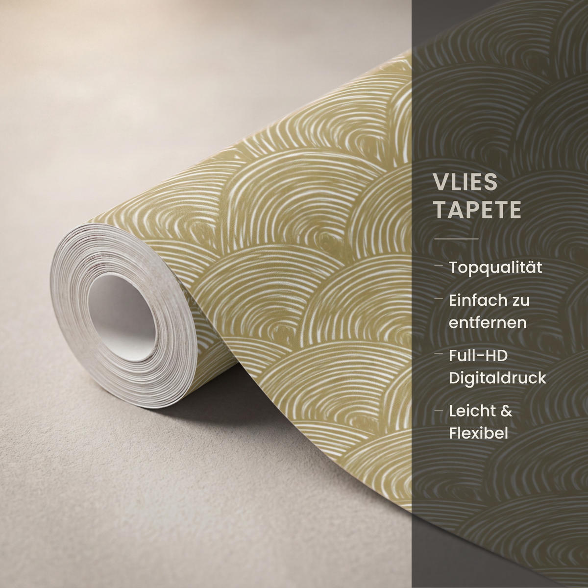 TAPETE - Fächer - Geometrisch - Grün - 200x280 cm - Goldfarben, Papier (200/280cm) - OnlyWow