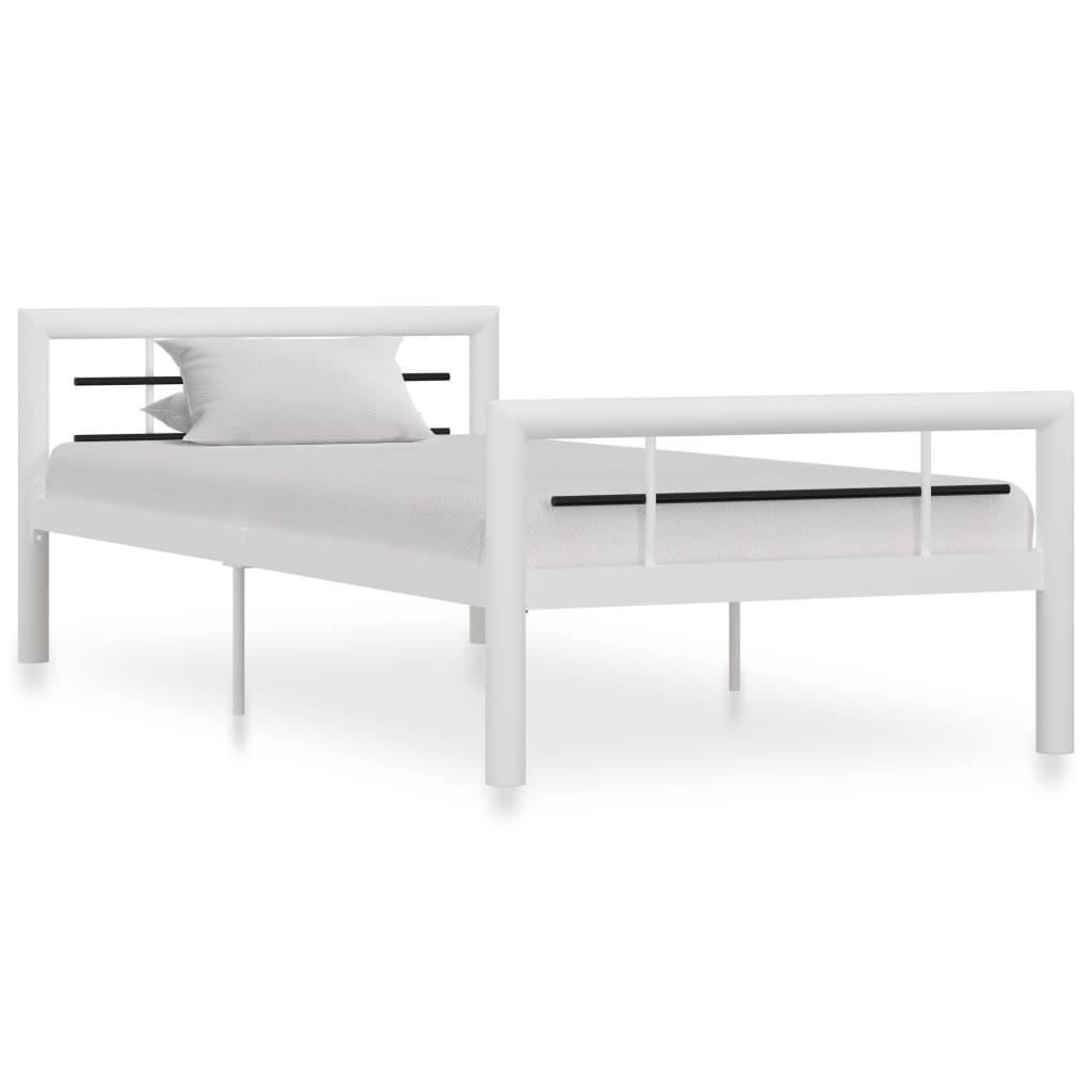 BETTGESTELL Weiss Und Schwarz Metall 100/200 Cm - Weiß, Metall (100/200cm) - vidaXL