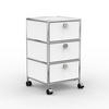 BÜRO-ROLLCONTAINER, Metall, 40 cm, 3 Schubladen, Weiß - Chromfarben/Silberfarben, Metall (40/70.1/39.7cm) - Versee