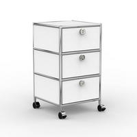 BÜRO-ROLLCONTAINER, Metall, 40 cm, 3 Schubladen, Weiß - Chromfarben/Silberfarben, Metall (40/70.1/39.7cm) - Versee