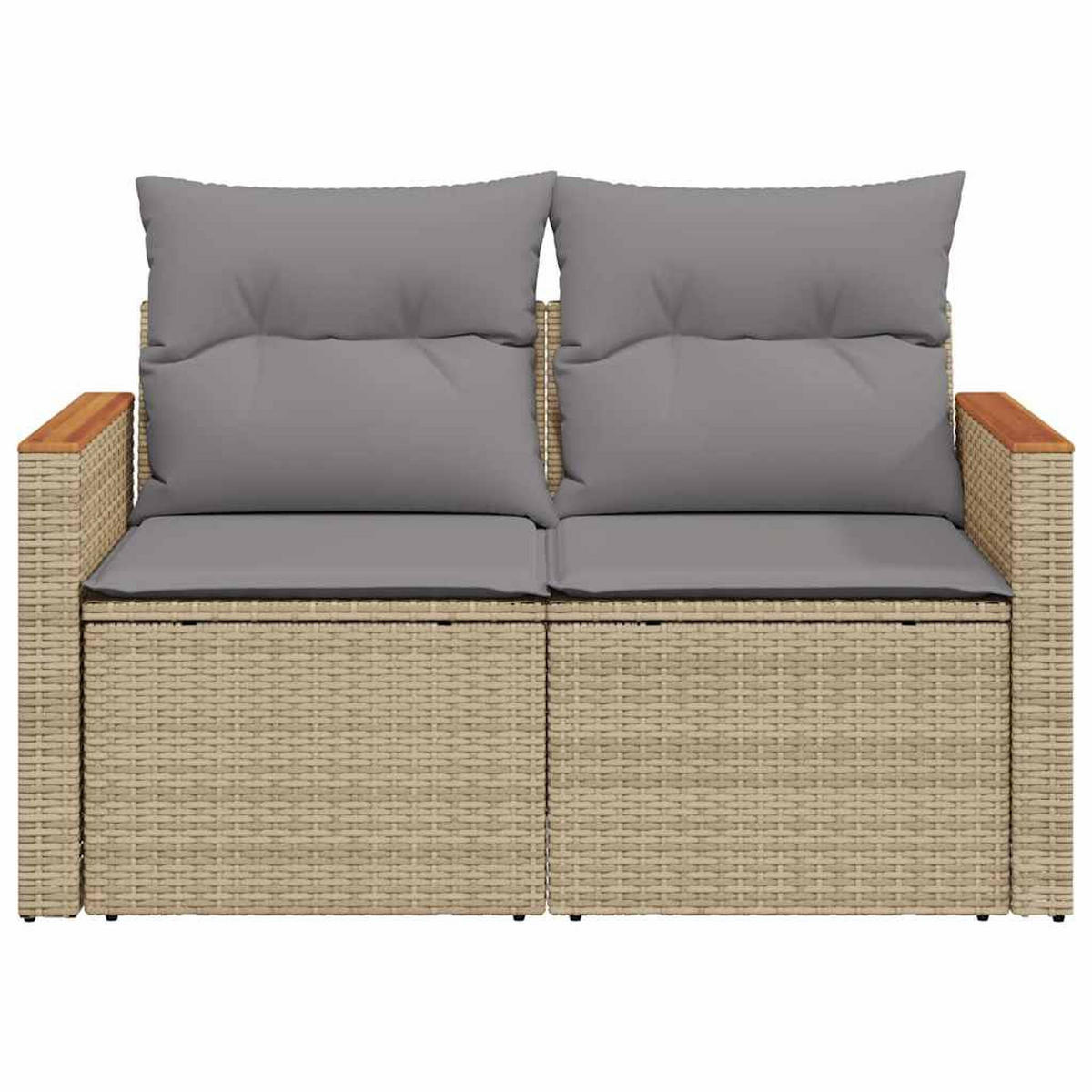 GARTENSOFA Mit Kissen 2-Sitzer Beige Poly Rattan - Beige, Kunststoff (124/69/62cm) - vidaXL