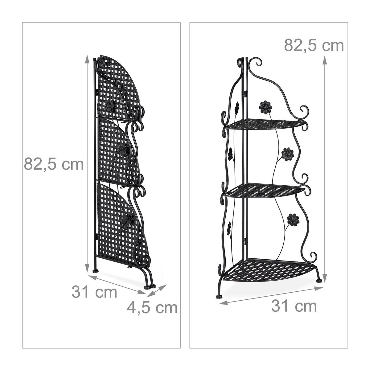 BLUMENREGAL - Schwarz, Metall (31/82.5/31cm) - Relaxdays