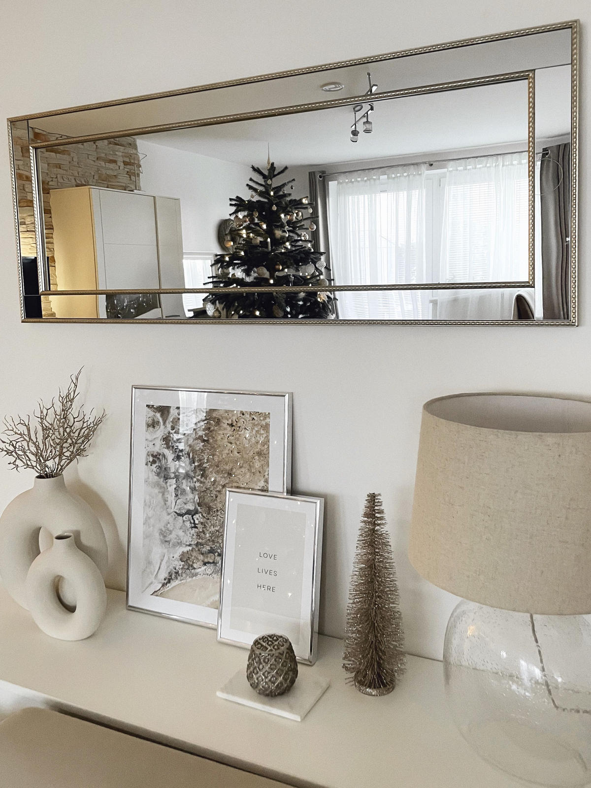 OGLINDĂ DE PERETE gold-silber dreptunghiulară 50/130 cm Fenioux - argintiu/auriu, material plastic (50/130/2cm) - Beliani