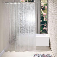 DUSCHVORHANG 72 x 78 cm transluzent 3D Wasserwürfel gefüttert mit Haken - Transparent, Kunststoff (72/78cm) - MCBOSON