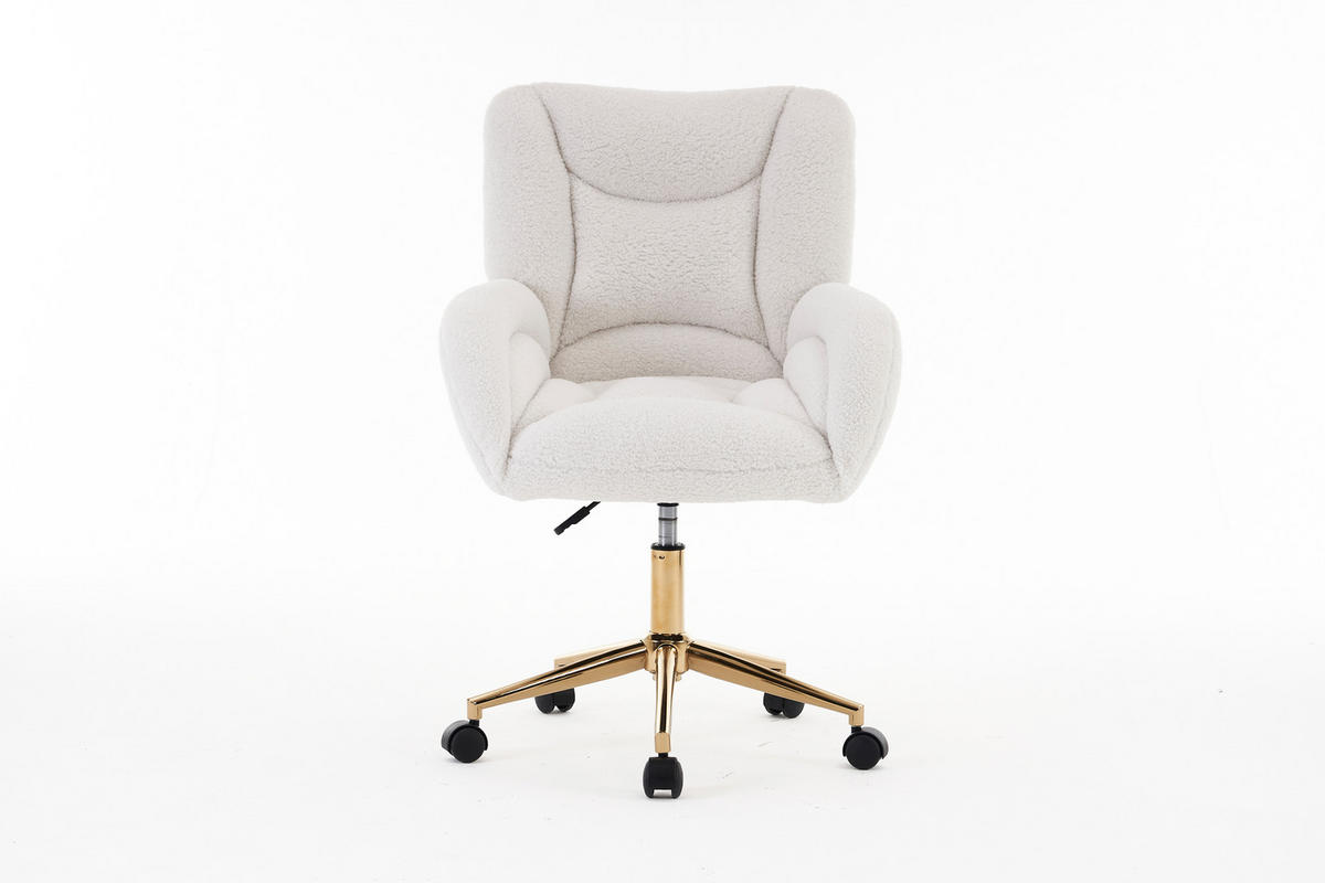 DREHSTUHL Teddy-Stoff höhenverstellbar und 360° drehbar 64/62/92.5 cm Weiß - Weiß, Textil (62/92.5/64cm) - Redom