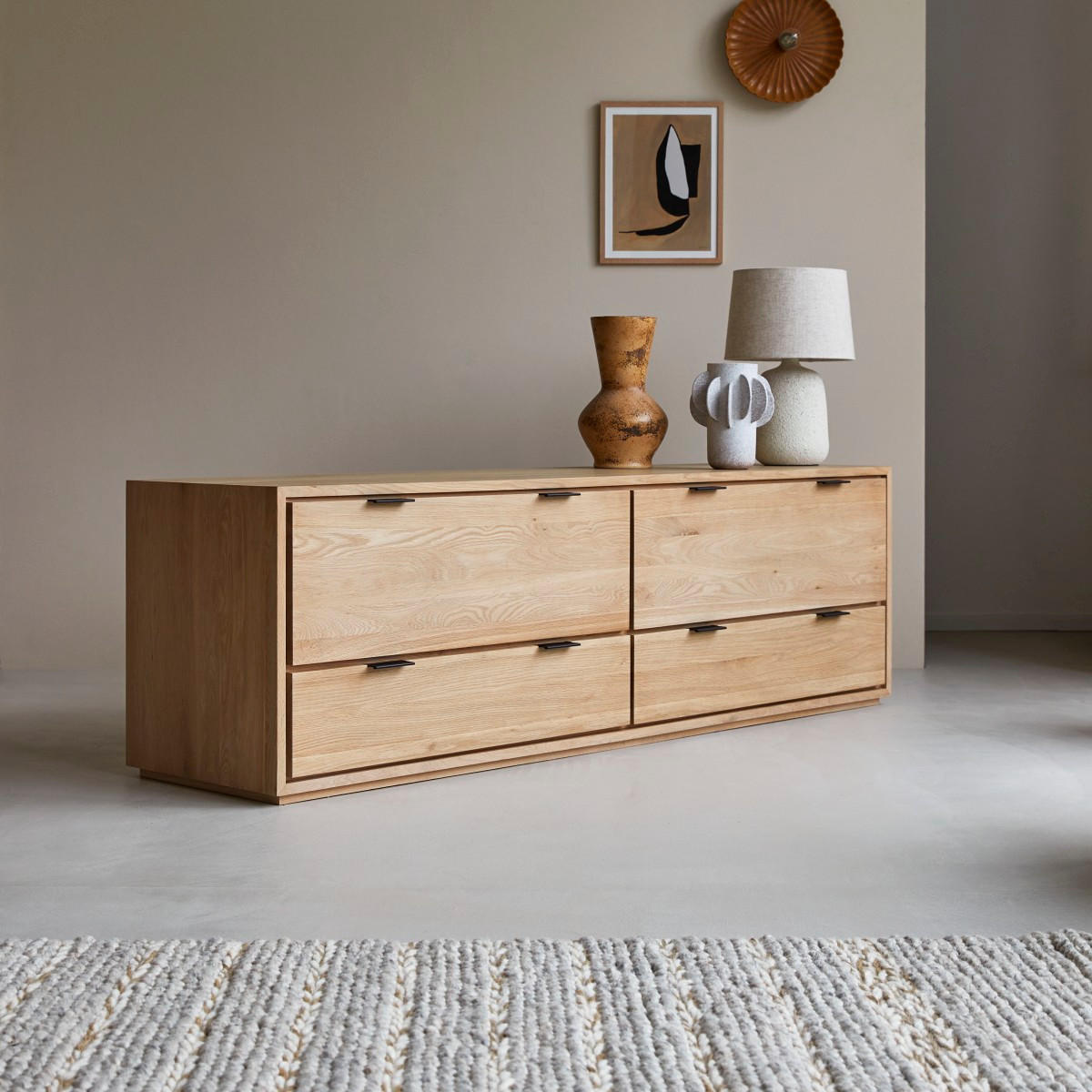 TV-SCHRANK Senson Natur aus Eiche - Naturfarben, Holz (180/55/45cm) - Tikamoon