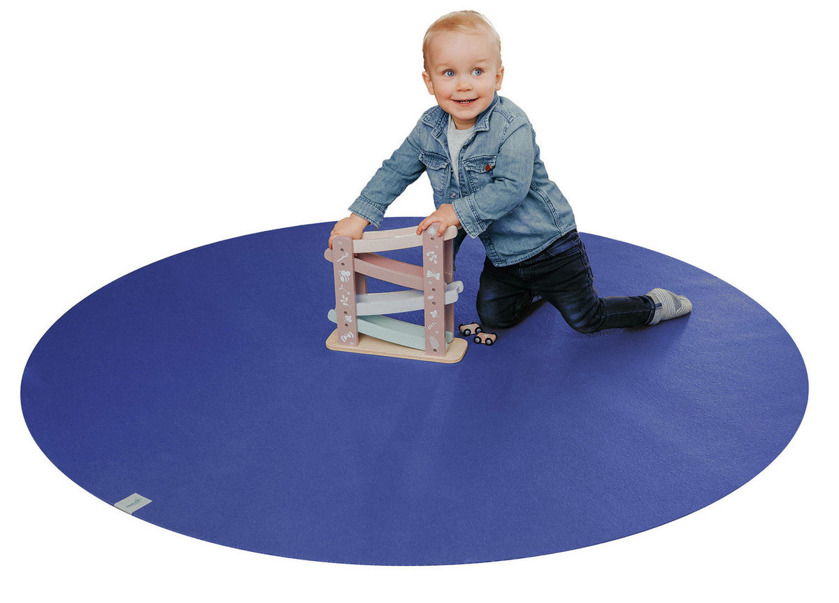 KRABBELMATTE Rund 160cm Blau - Blau, Textil (160/160cm) - Sanosoft