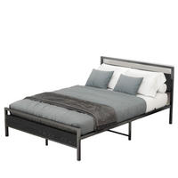 METALLBETT 140/200 cm mit Lattenrost und MDF-Elementen, Schwarz - Schwarz, Metall (140/200cm) - Redom