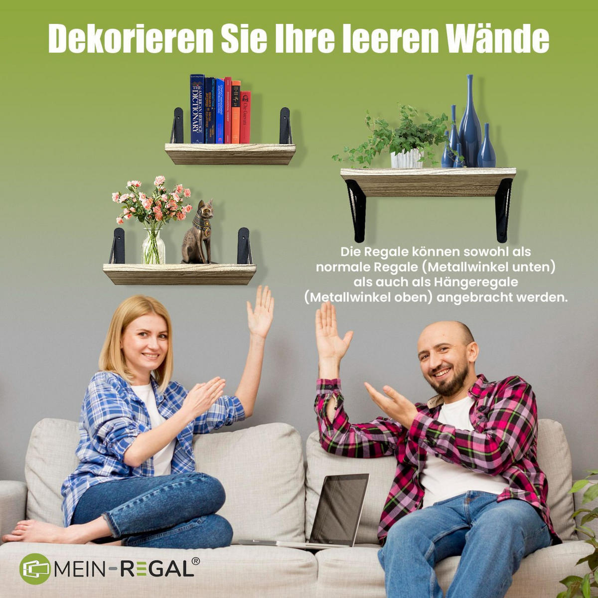 WANDREGAL SAM Massivholz 3er-Set - Naturfarben, Holz (15/14/42cm) - Mein-Regal