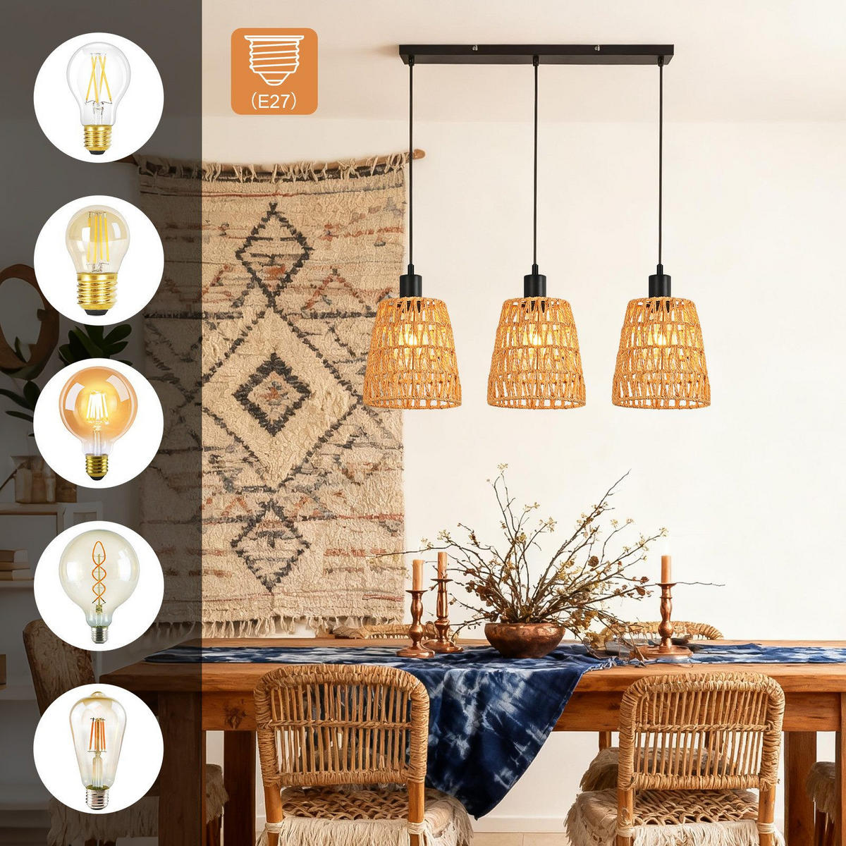 PENDELLEUCHTE BAKER Ⅲ 70/56/120 cm - Schwarz, Metall (70/56/120cm) - Nettlife