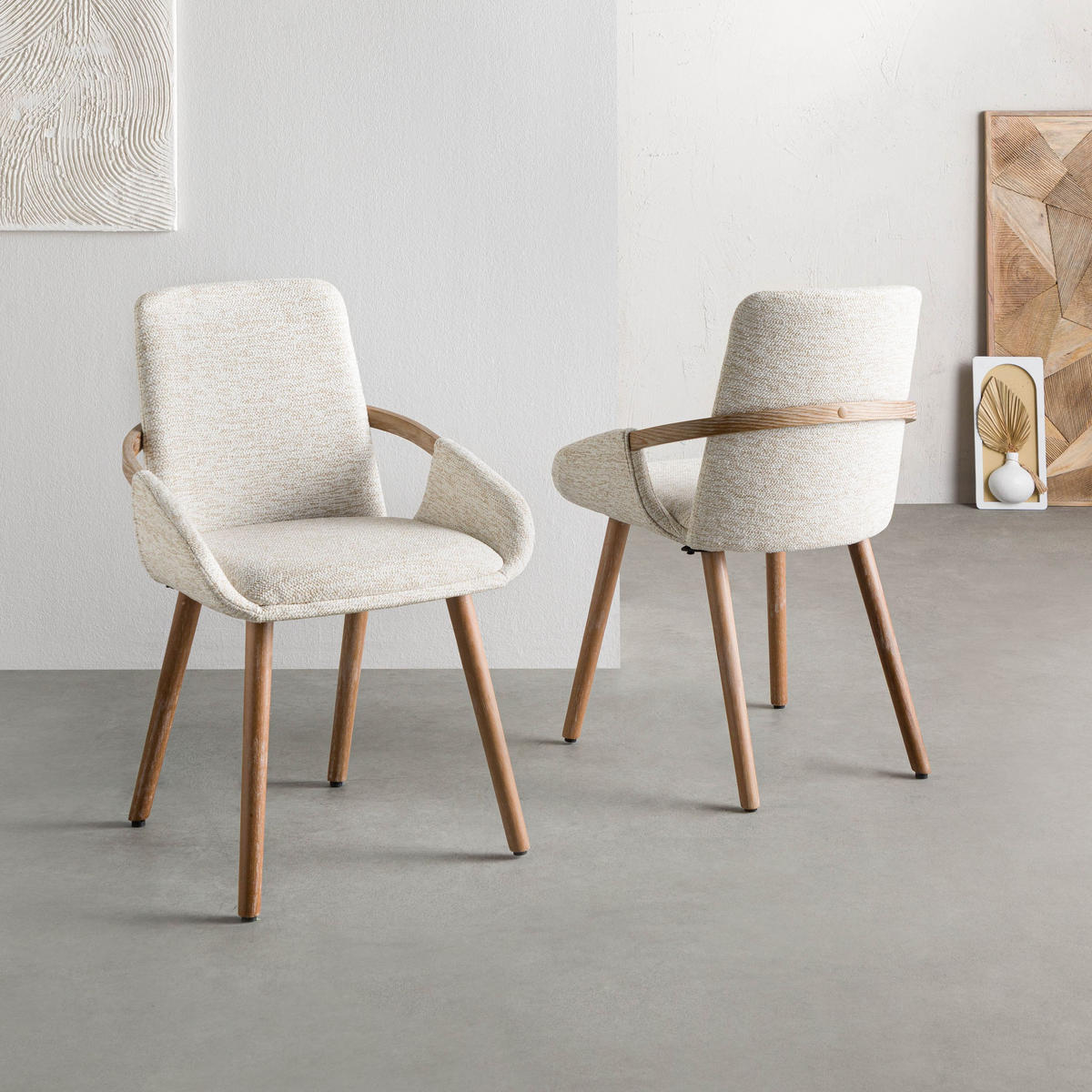 STUHL Massivholz 54 x 59 x 82 cm beige POLSTERSTÜHLE #03 - Beige, Holz (54/82/59cm) - Massivmoebel24