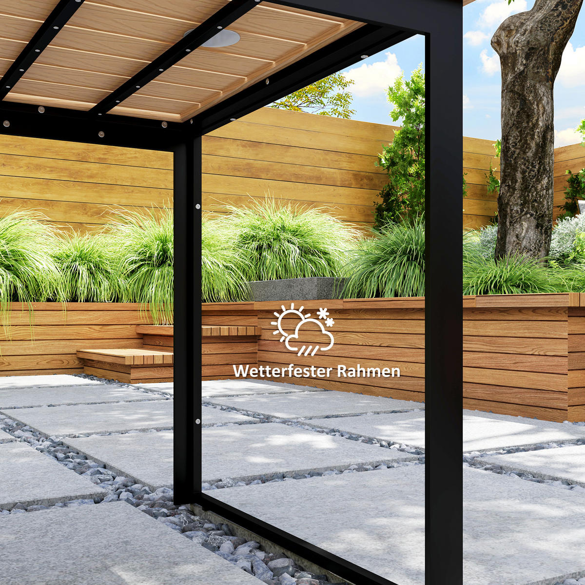 GARTENTISCH für 6 Personen, Metall, 160 x 80 cm - Teakfarben, Metall (160/80/75cm) - Outsunny