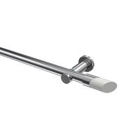 GARDINENSTANGEN-SET Platon Verano 240 cm (geteilt in 2 x 120 cm), 1-läufig (ohne Ringe), 20 mm Ø Chrom - Chromfarben/Weiß, Metall (240cm) - INTERDECO