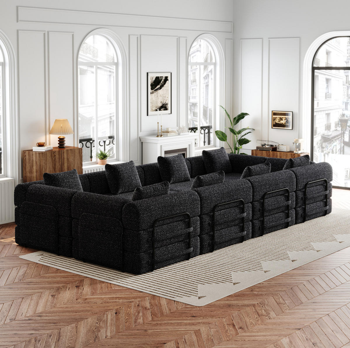 SCHLAFSOFA 2-in-1 in Schwarz – klappbar mit Stauraum in der Armlehne - Schwarz, Textil (183.8/69.8/274cm) - BEAOK
