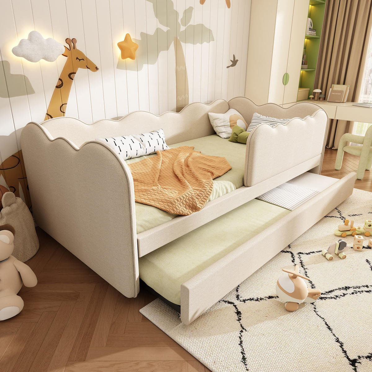 AUSZIEHBETT 90/190 cm DE-00663, in Beige, Tagesbett-Funktion und Lattenrost - Beige, Metall (90/190cm) - ComfortXL