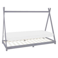 KINDERBETT Tipi mit Matratze 90x200 cm Hellgrau - Hellgrau, Holz (90/200cm) - ML-DESIGN