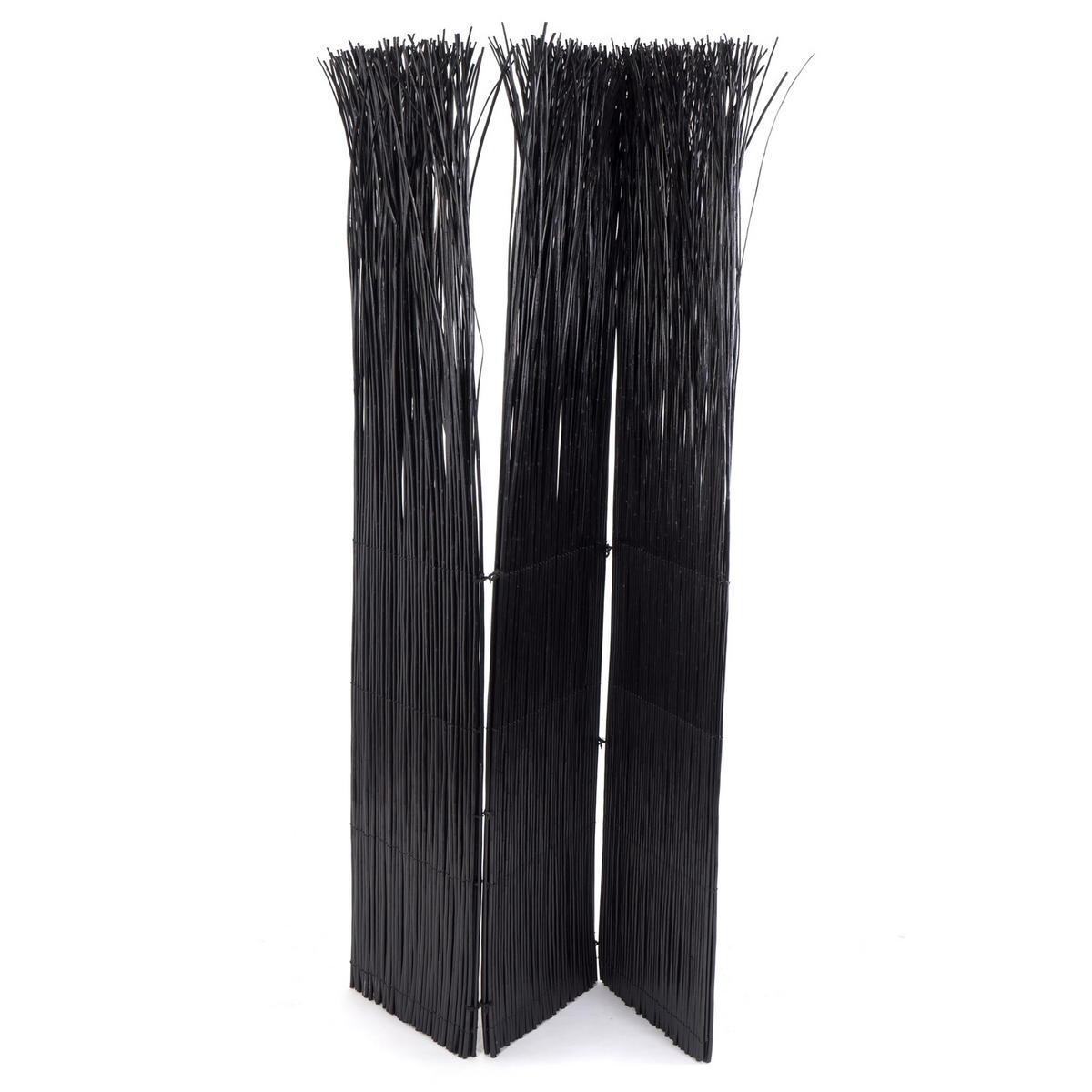 RAUMTEILER Nature 3-tlg. Weidenholz schwarz - Schwarz, Naturmaterialien (120/165/3cm) - DESIGN DELIGHTS