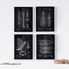 POSTER Set mit 4 Schwarz Orchester Instrumenten Patenten A4 Rahmenlos - Klar, Papier (29.7/3cm) - Nacnic