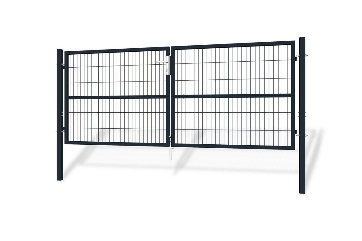 ZAUNTOR Razo Grau 3m H.120cm + TÜRCHEN 1m H.120cm - Grau, Metall (306/126cm) - Casanoov