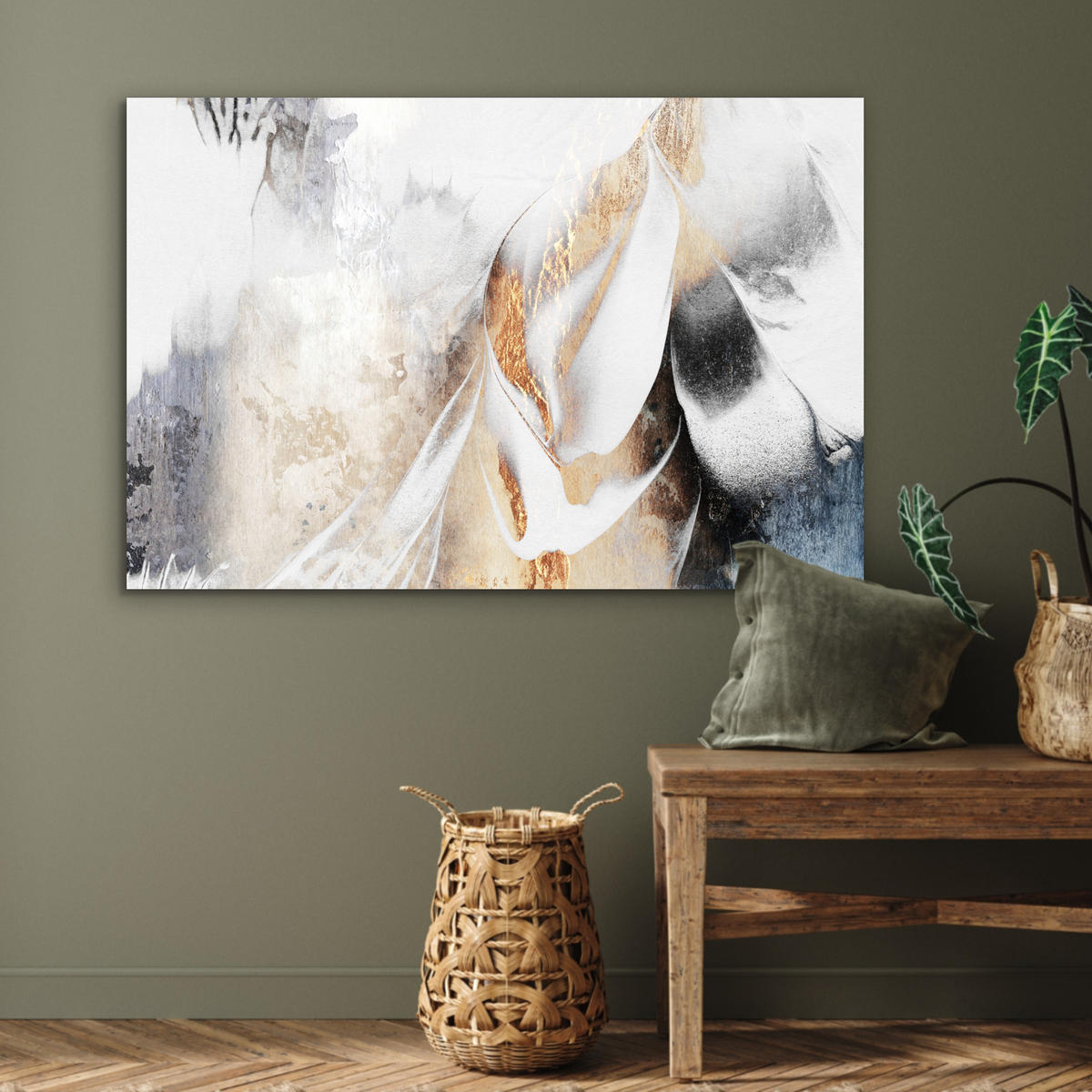 METALLBILD Luxus - Abstrakt - Gold - Weiß 120x80 cm - Goldfarben, Metall (120/80cm) - MuchoWow