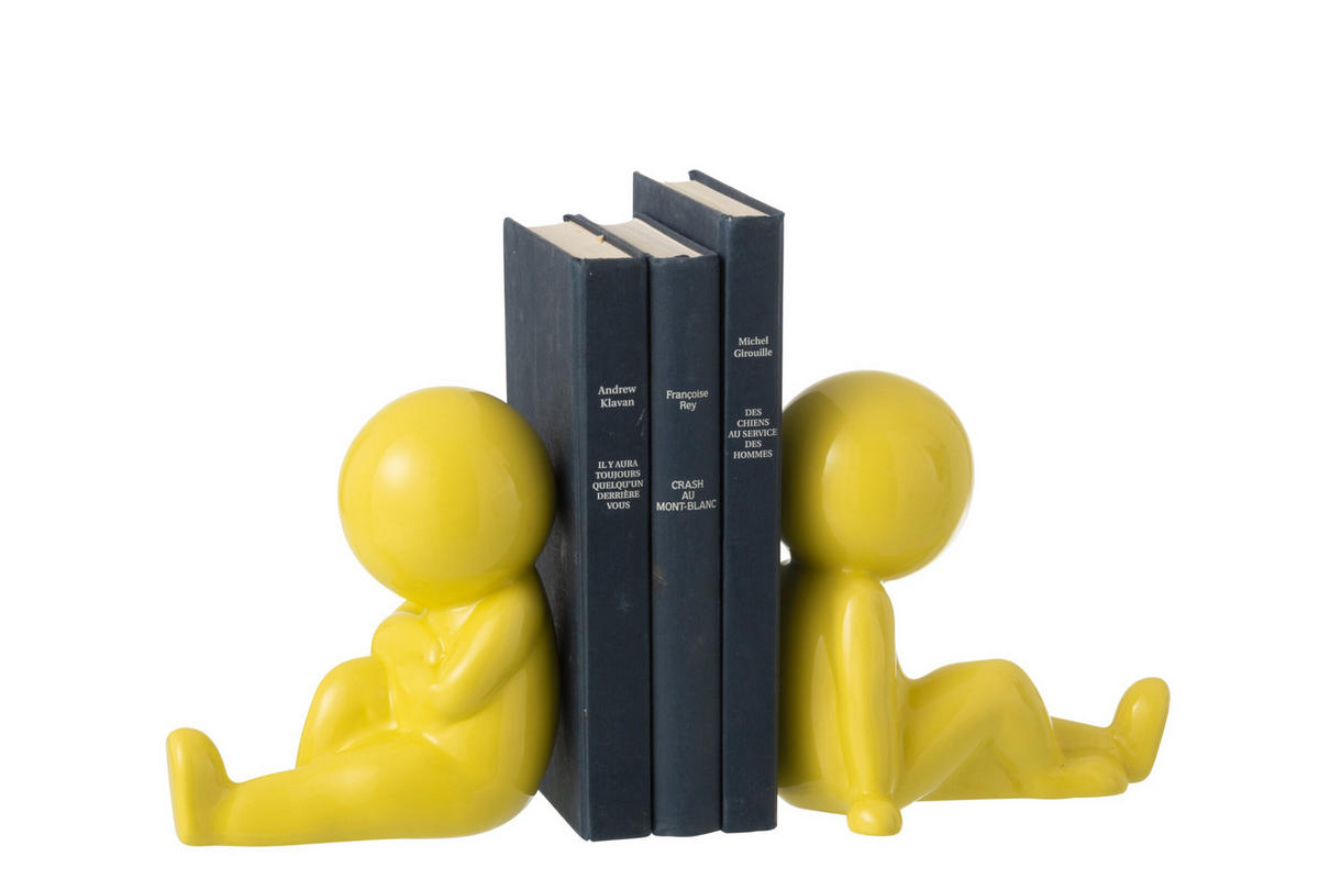 BUCHSTÜTZE MARCEL (2ER SET) - Gelb, Keramik (11/17/17.5cm) - J-Line