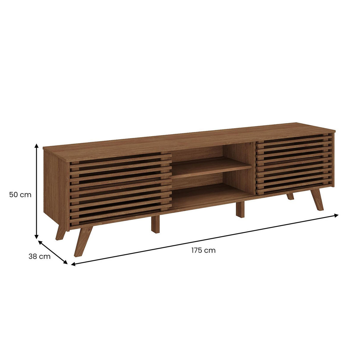 LOWBOARD FÜR 75" TV RIAN - Kastanienfarben, Holz (175/50/38cm) - IDIMEX