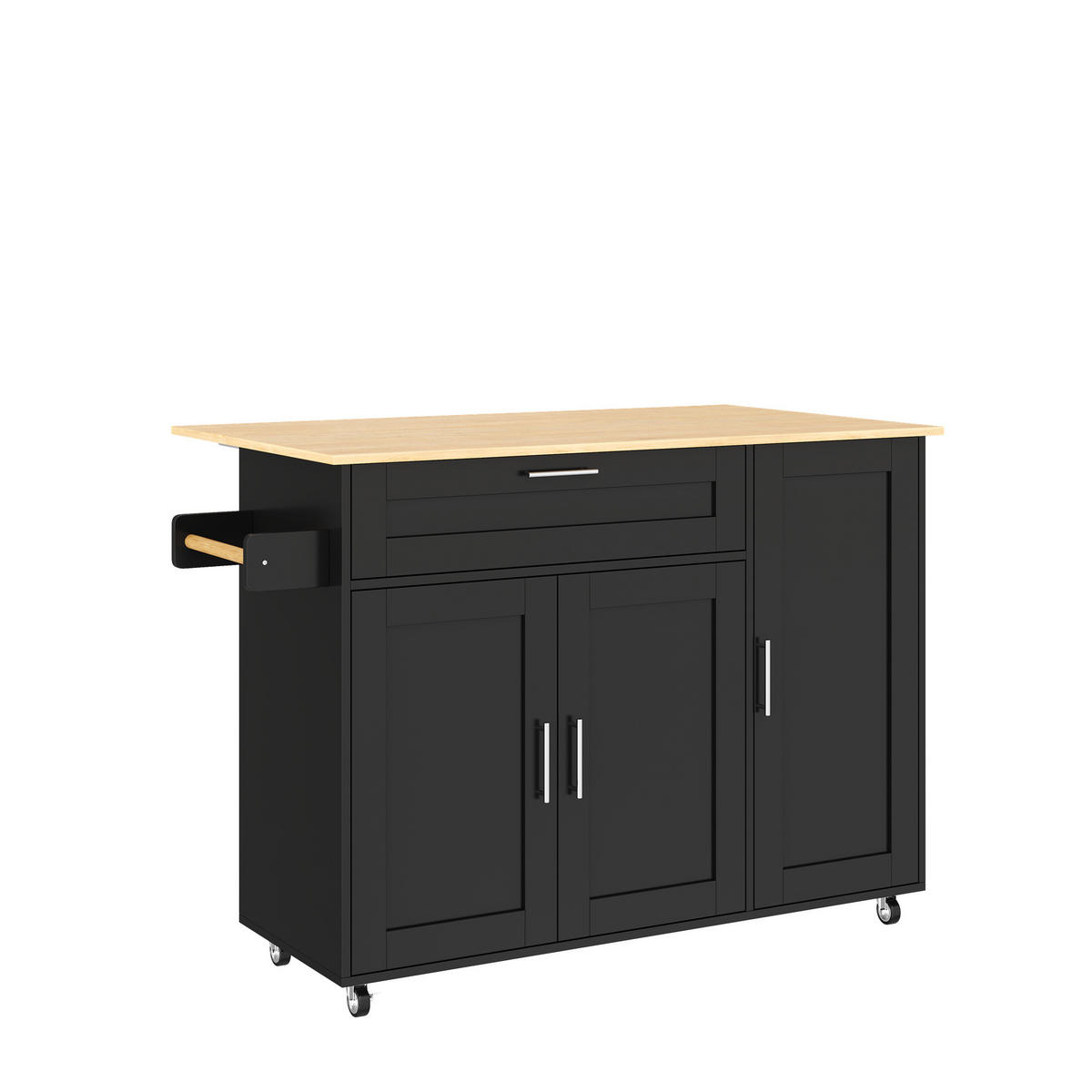 KÜCHENINSEL Schwarz-Natur 132.5/44/90 cm - Schwarz, Holzwerkstoff (132.5/90/44cm) - PANGIVO