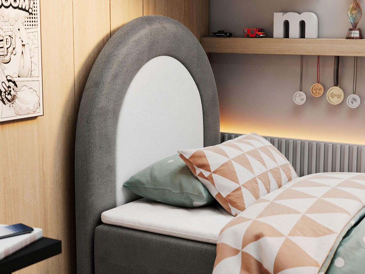 BOXBETT NEST 90/180 Dunkelgrau Velvet hydrophob - H3 - Dunkelgrau, Holz/Textil (90/180cm) - MKS