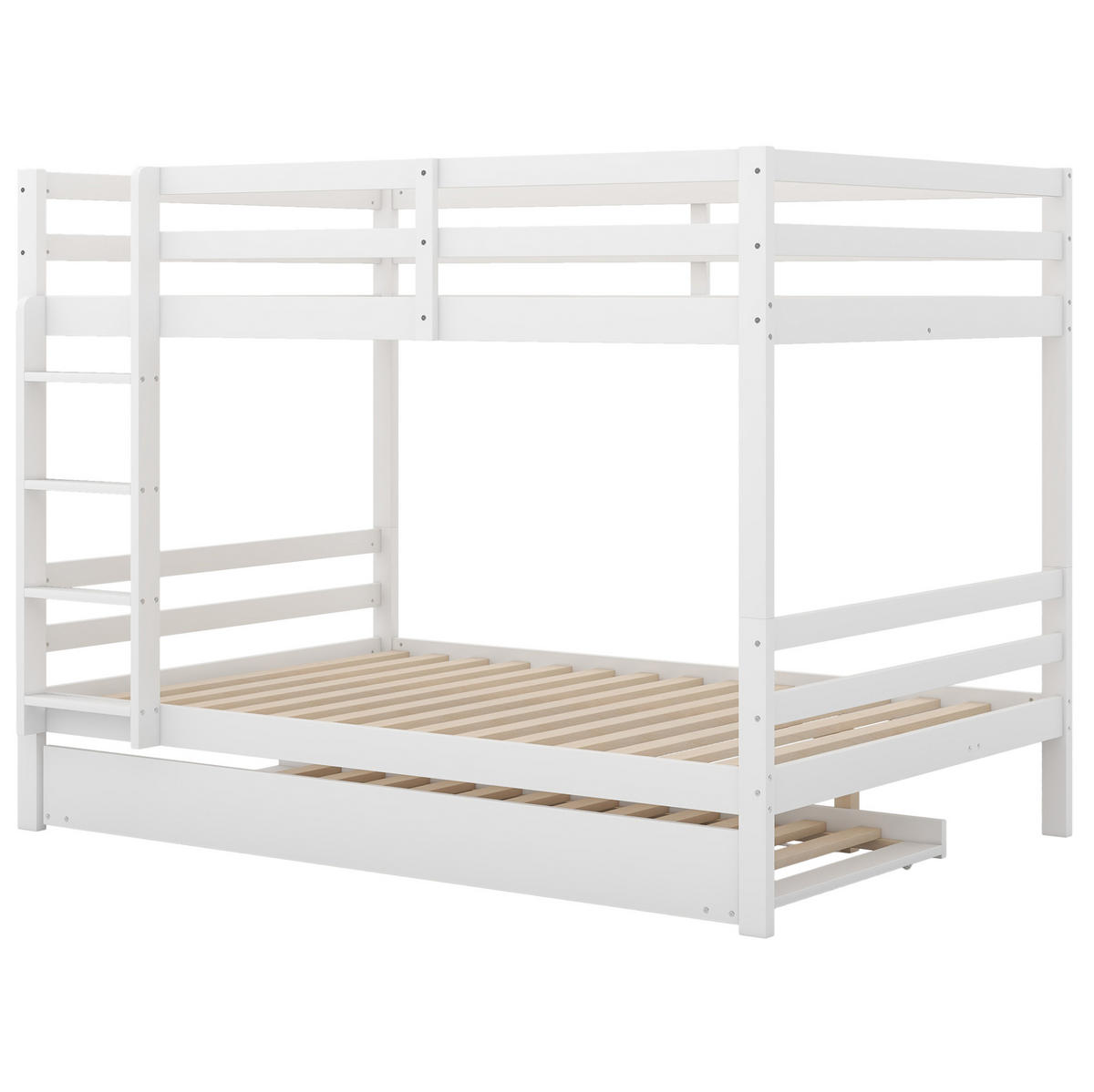 ETAGENBETT 140/200 cm in Weiß mit Ausziehbett und stabiler Treppe - Weiß, Holz (140/200cm) - OKMYHOME