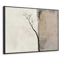 LEINWAND Bilder mit Rahmen - Wabi sabi - Pflanze - Beige - 80x60 - Taupe, Textil (80/60cm) - MuchoWow