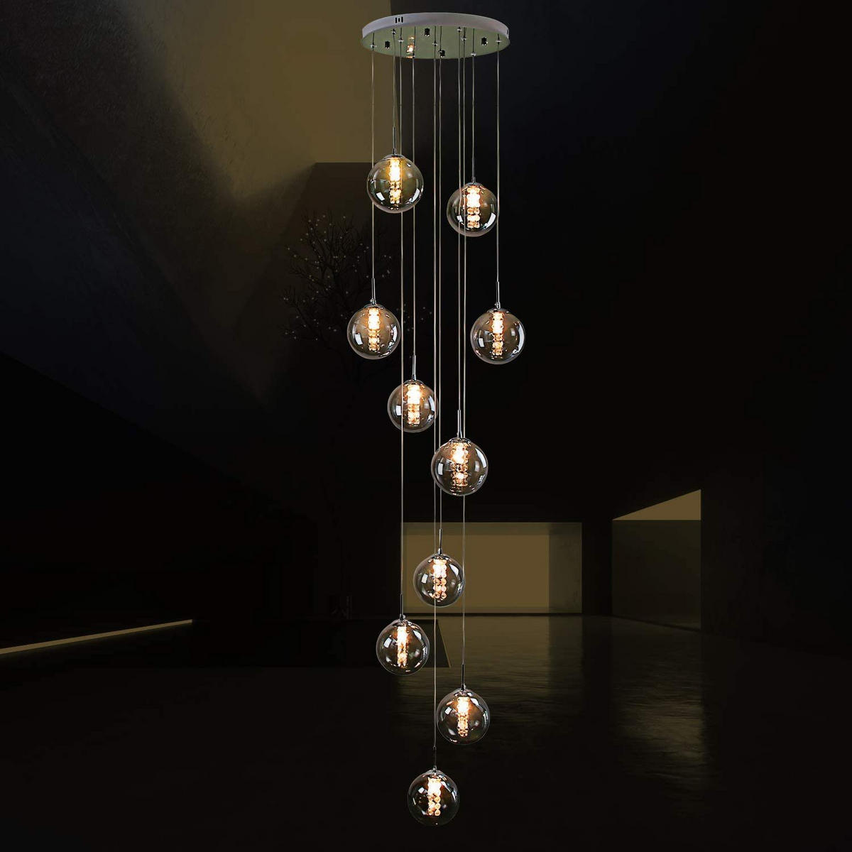 LED-HÄNGELEUCHTE Strahlvos 3.5/240/41 cm - Grau, Glas (41/3.5/240cm) - ZMH