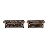COUCHGARNITUR - 5 Personen - leder - schokoladenbraun Clotaire - Braun, Leder/Holz (173/73/90cm) - Vente-Unique