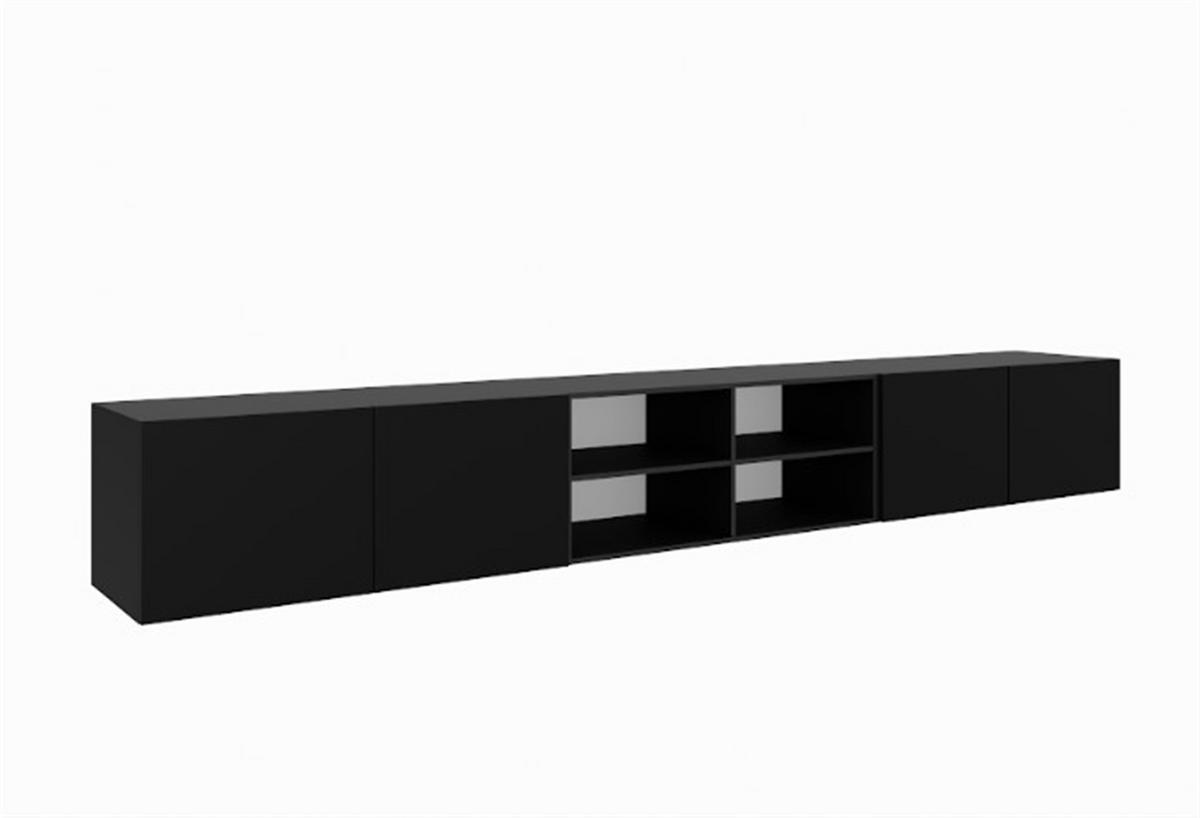 LOWBOARD MIVO 300/41/40 cm, Hängender TV-Schrank Schwarz - Schwarz, Holzwerkstoff (300/41/40cm) - MASSENO