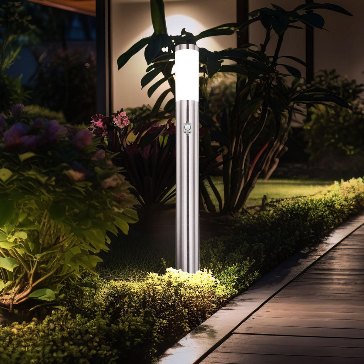 LED STEHLEUCHTE Silber Weiß - Weiß, Kunststoff (7.6/11/80cm) - Globo Lighting