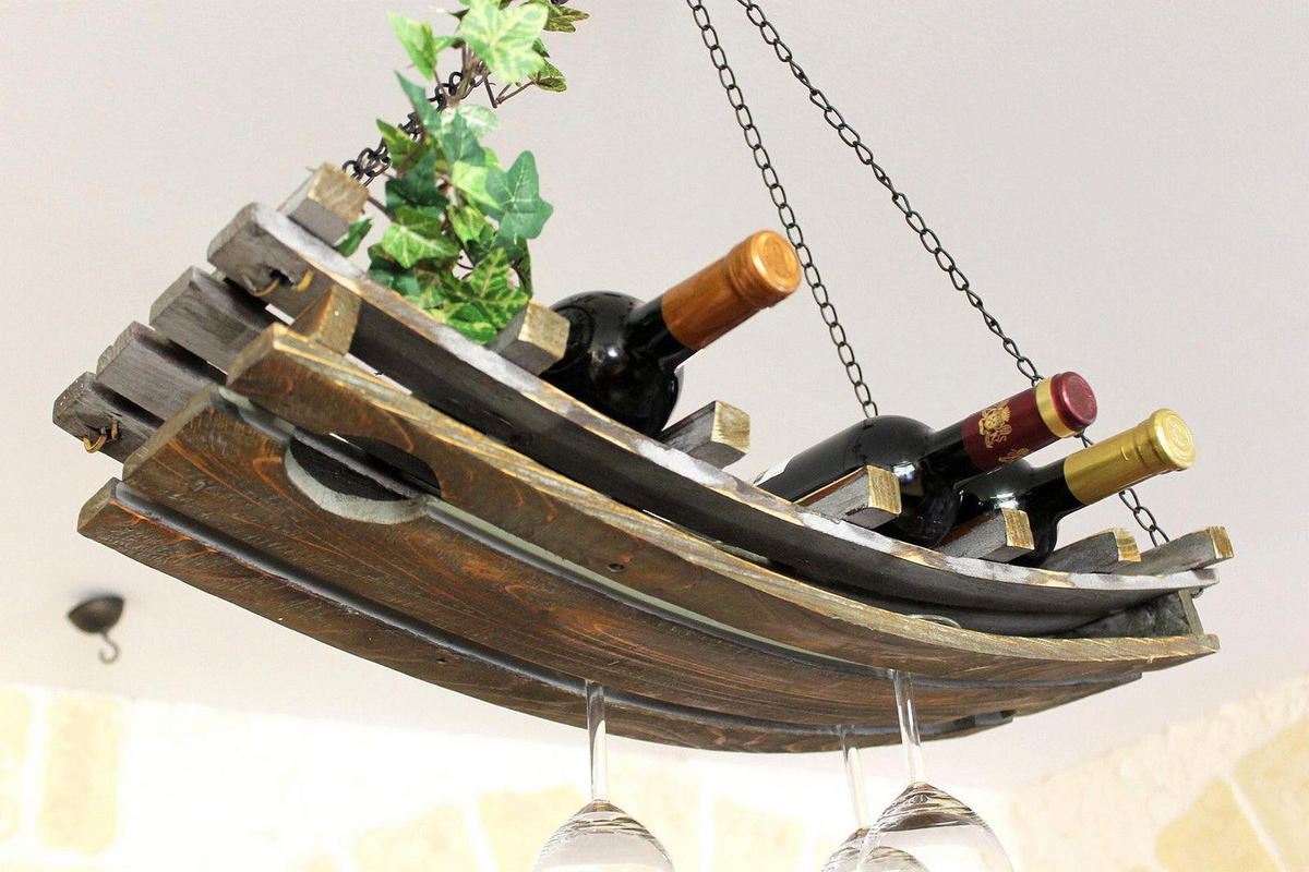 WEINREGAL Deckenregal aus Holz 65cm - Braun, Holz (65/8/24cm) - DanDiBo