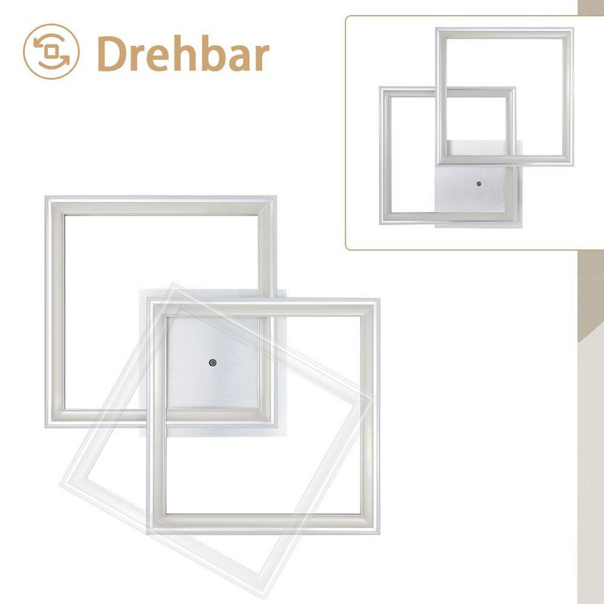 LED-DECKENLEUCHTE Kranzort 44.5/7.0/44.5 cm - Silberfarben, Metall (44.5/44.5/7cm) - ZMH