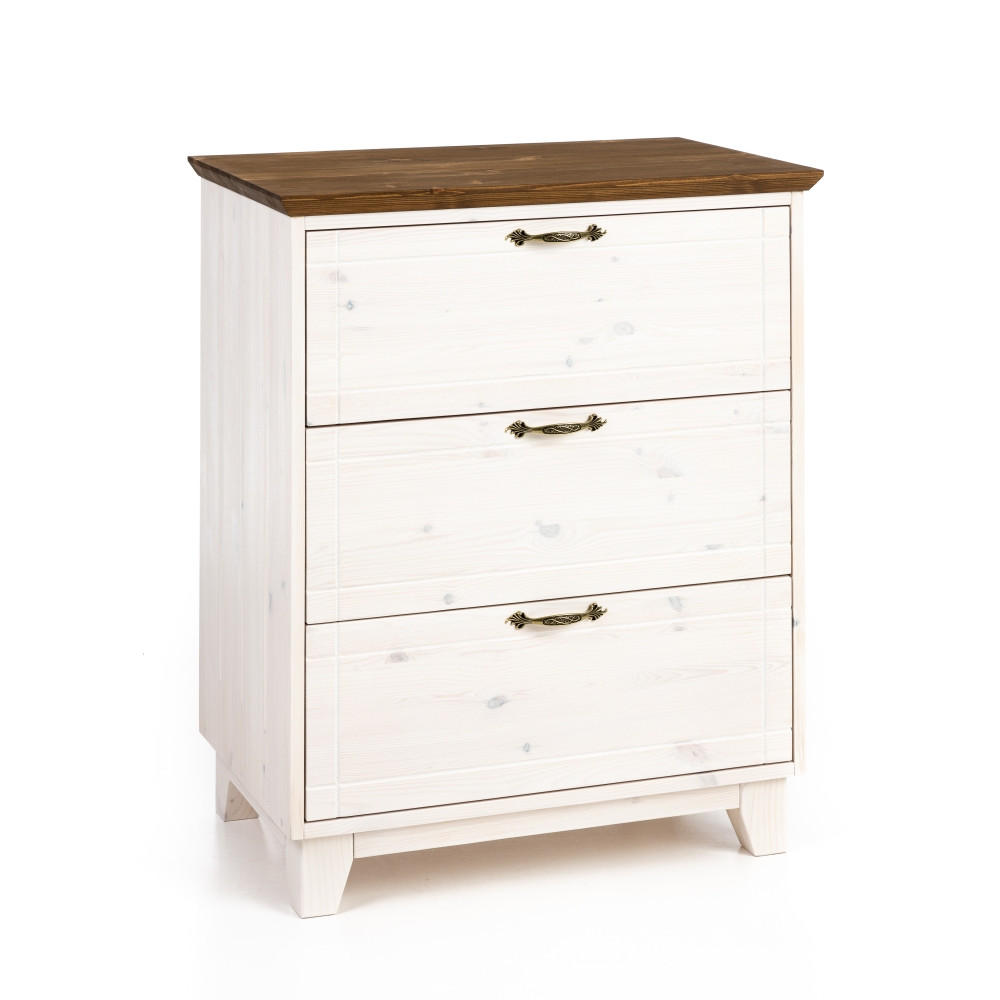 KOMMODE 74 cm - Dunkelbraun/Weiß, Holz (74/89/47cm) - MSL wooden furniture