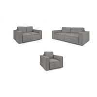 SOFASET Vajana 3-2-1 - Grau, Holzwerkstoff/Textil (240/86/102cm) - Fun Möbel