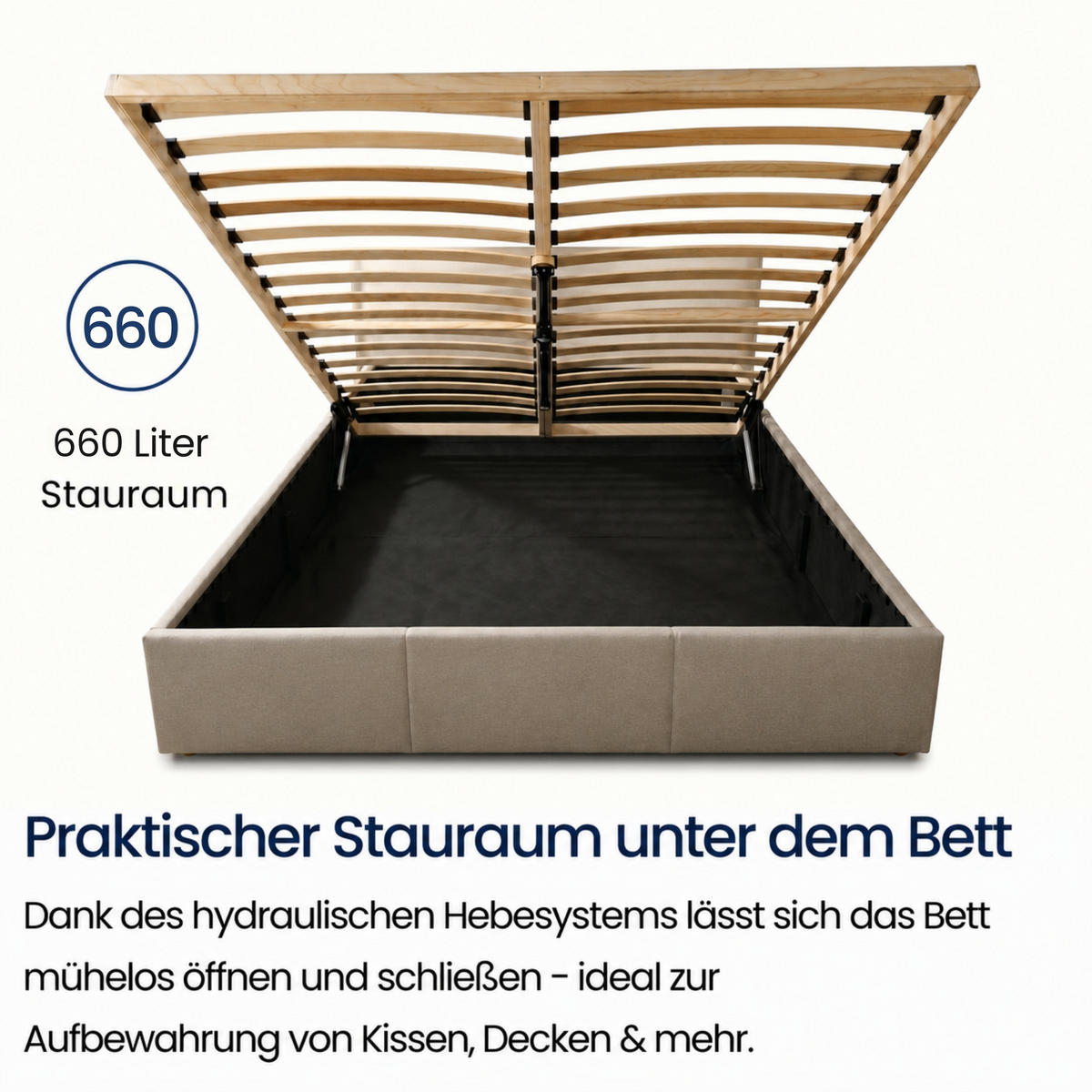 POLSTERBETT mit Stauraum 140x200 cm in Taupe - Taupe, Holzwerkstoff (140/200cm) - Home Collective