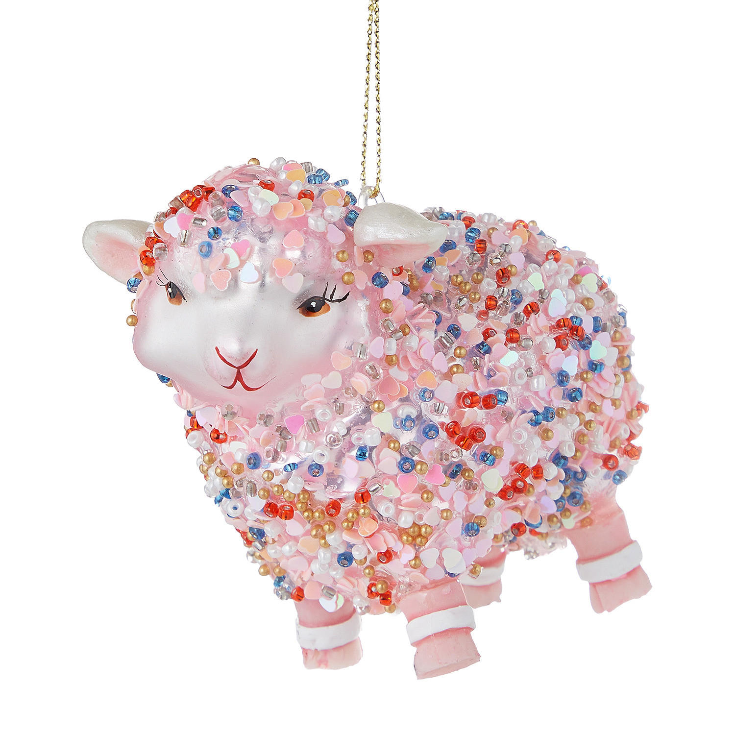 BAUMANHÄNGER Hang On Lamm mit Perlen - Rosa, Glas (5/7/8cm) - Butlers