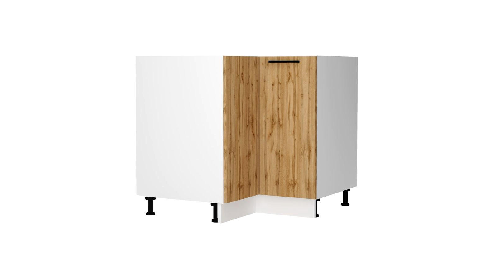 ECKUNTERSCHRANK DRP P/L – Bono – L-Form, Ecke voll nutzbar – Gold / Eiche - Eichefarben, Holzwerkstoff (86.4/82/86.4cm) - ROYAL24_MARKT