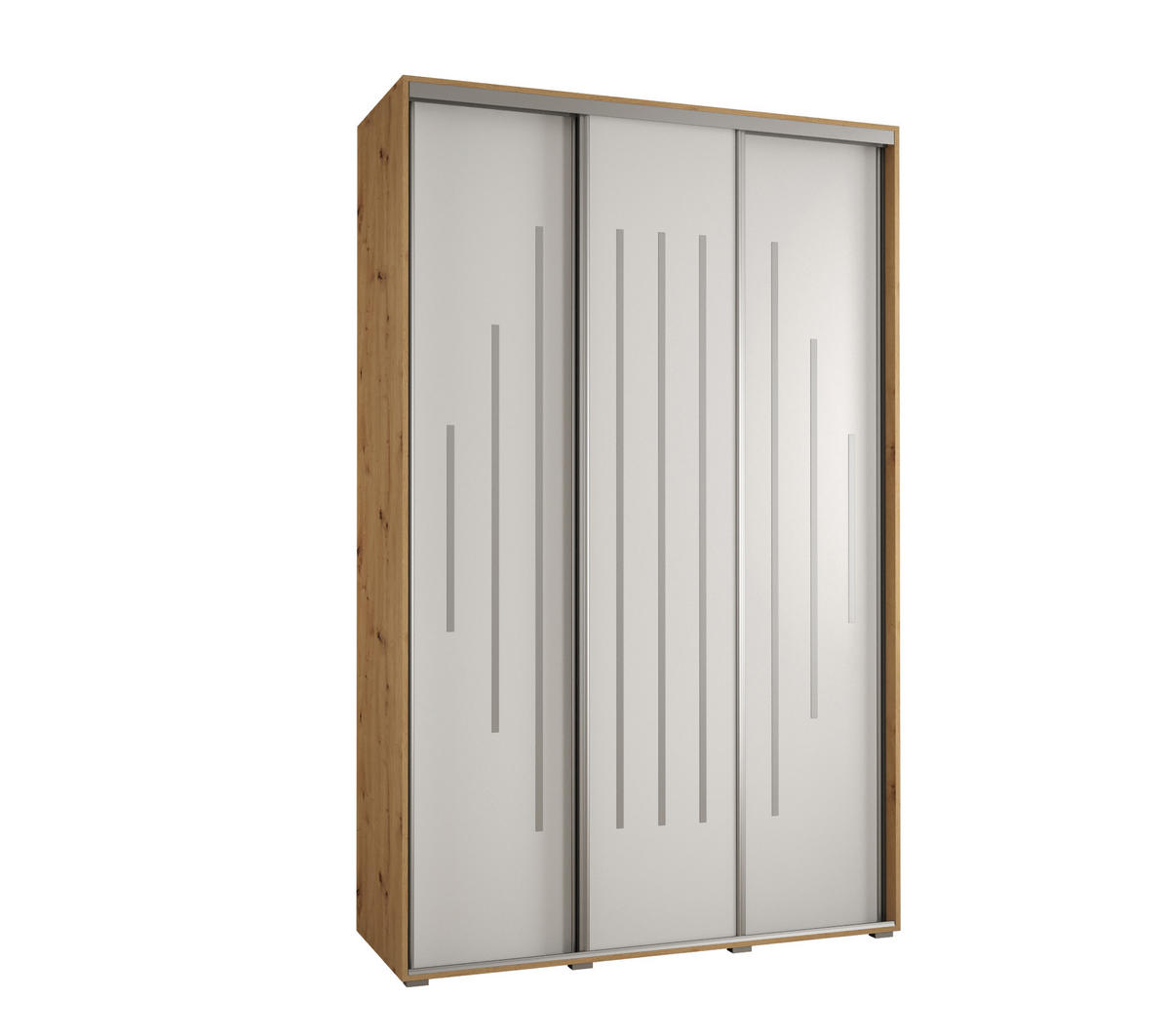 SCHWEBETÜRENSCHRANK 235,2/160/60 3-türig - Silberfarben/Weiß, Holz/Metall (160/235/60cm) - Abiks Möbel