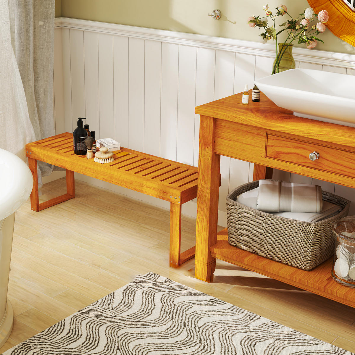 GARTENBANK DE-17776 2 Sitzer mit Lattenrost Natur - Naturfarben, Holz (132/43/34cm) - ComfortXL