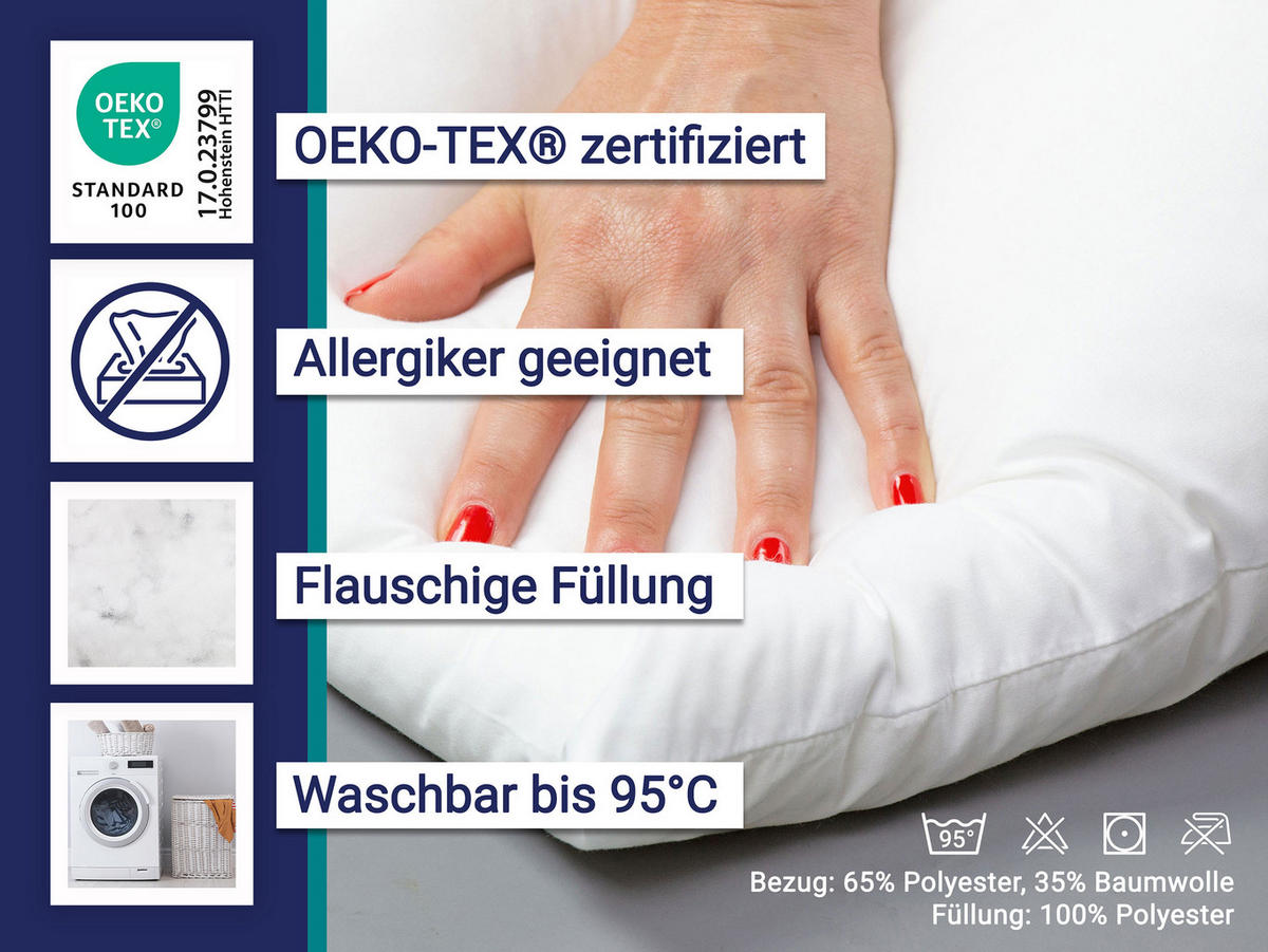 KISSEN, 60x80 cm, 65% Polyester, 35% Baumwolle, Weiß - Weiß, Textil (60/80cm) - Zollner