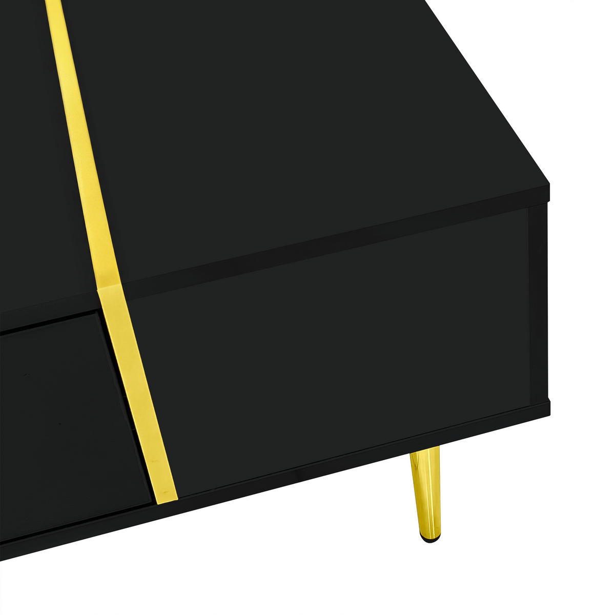 COUCHTISCH 100/60/41,5 cm Schwarz mit Hochglanz und 2 Schubladen - Schwarz, Holzwerkstoff (100/60/41.5cm) - OKWISH