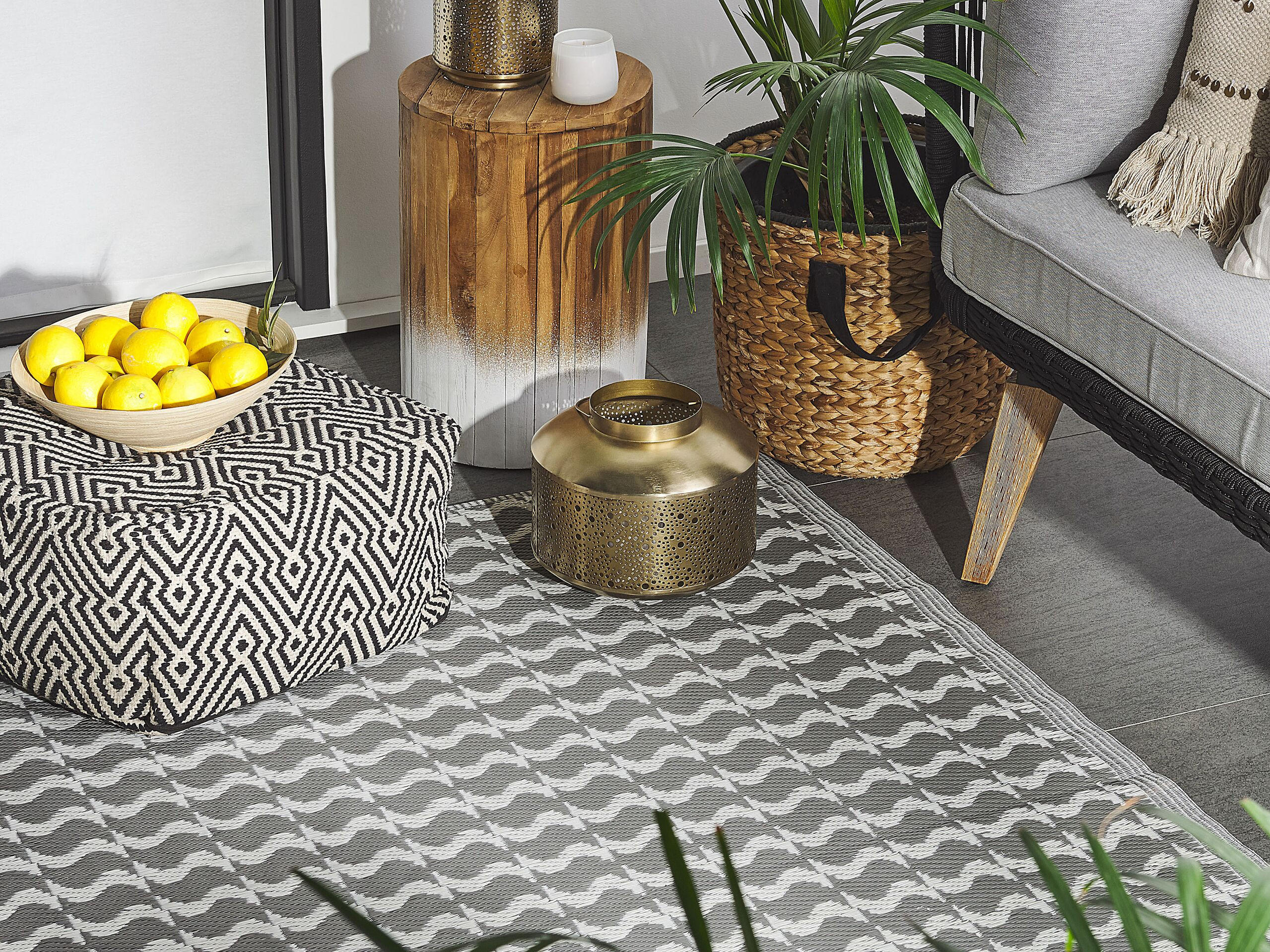 OUTDOOR-TEPPICH Tumkur 180/120 cm - Grau, Kunststoff (120/180cm) - Beliani
