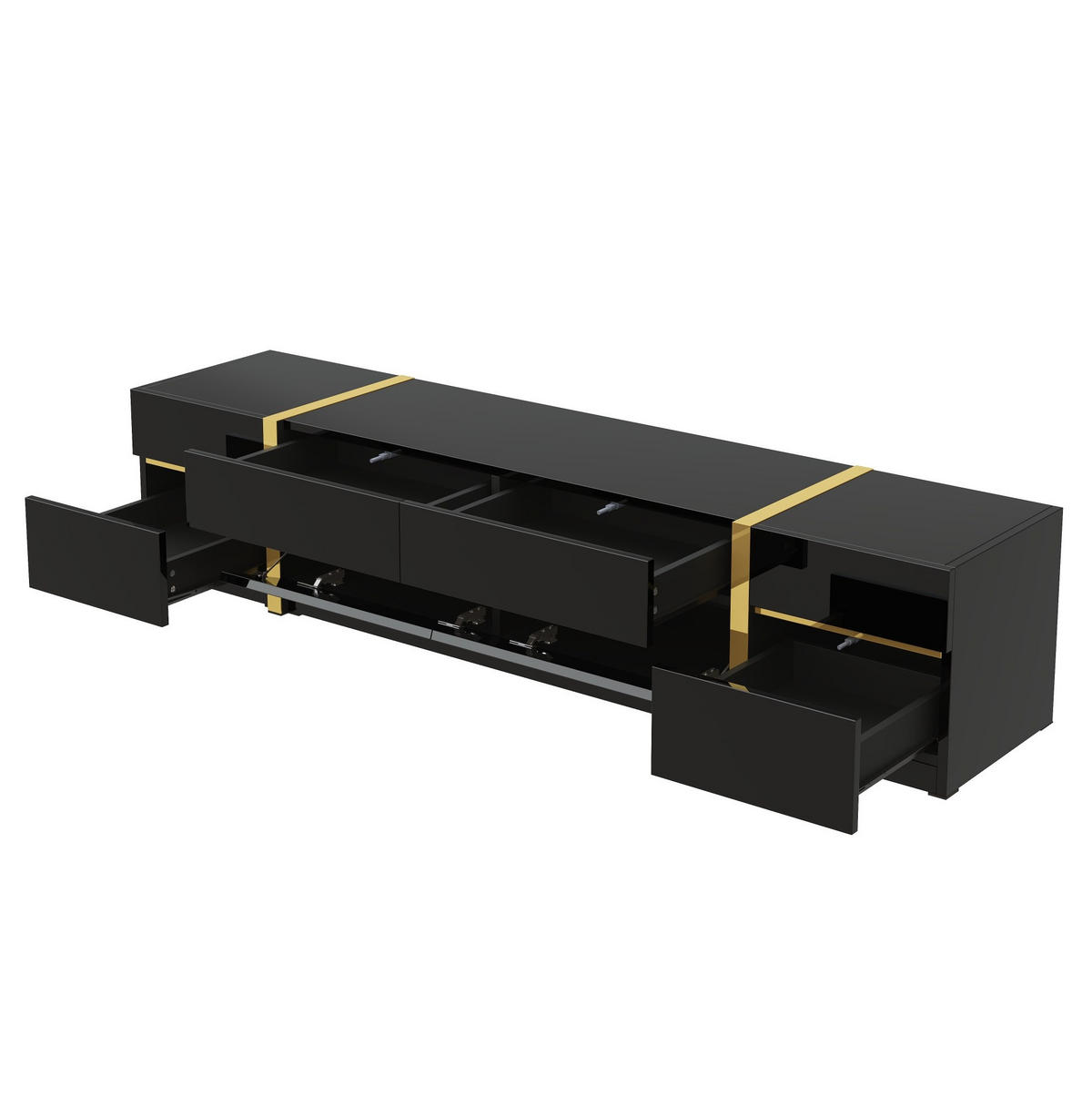TV stolek 180/40/40 cm s úložným prostorem, soft-close panty a rýhovanými dvířky, Dřevěná - hnědá, kompozitní dřevo (180/40/40cm) - Redom