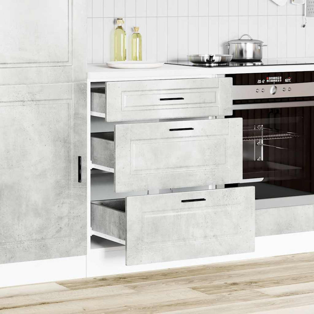 KÜCHENUNTERSCHRANK Porto Betongrau Holzwerkstoff - Grau, Holzwerkstoff (46/81.5/60cm) - vidaXL