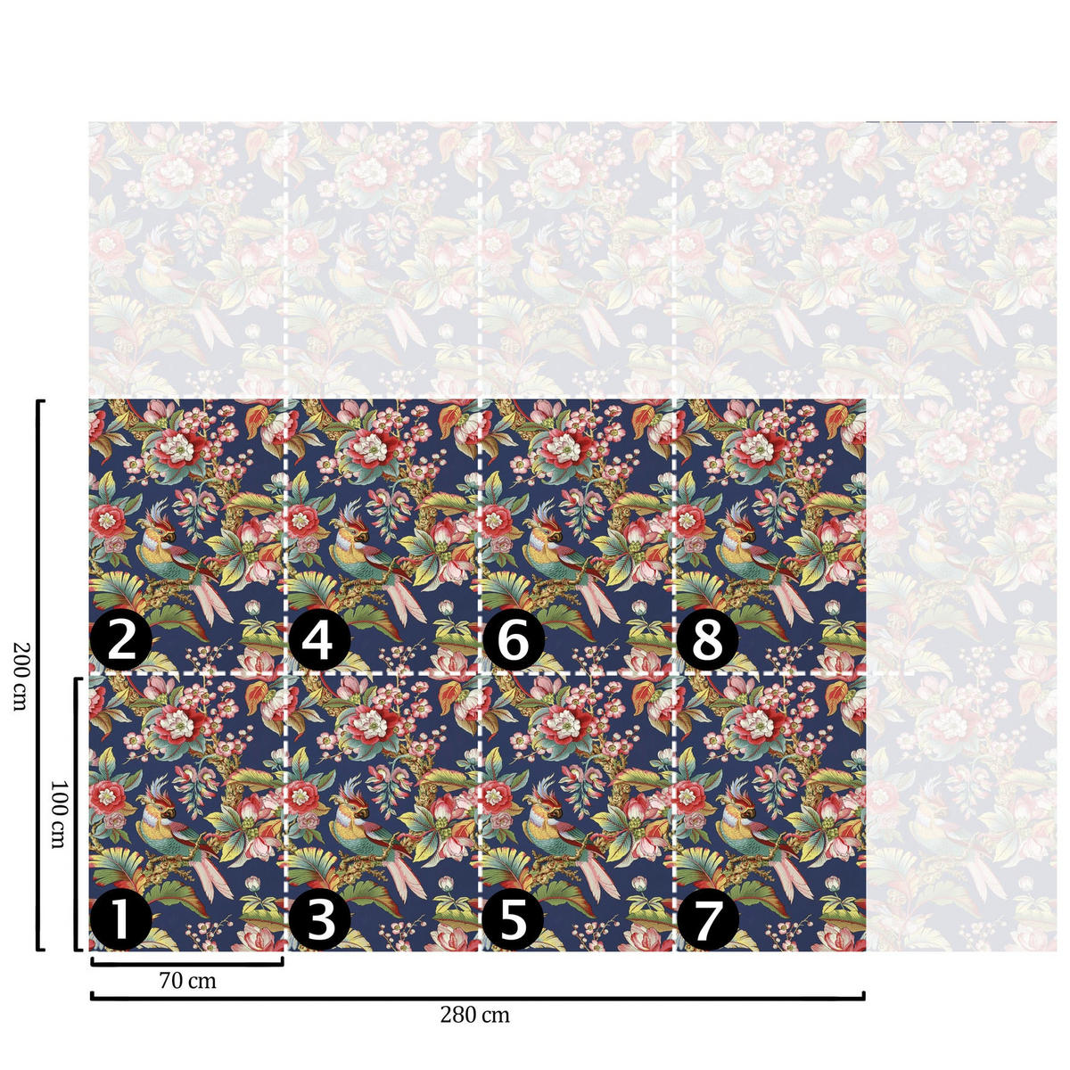 TAPETE Chinesische aus echtem Papier, 200x280cm, 8 Bögen - Blau, Papier (200/280cm) - WALLPAPERS4BEGINNERS