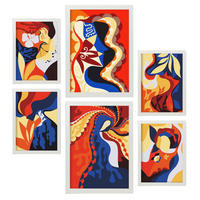 POSTER Set Mit 6 Rococo Arts 2 In Weibliche Zusammenfassung Ästhetische Dekorative Gemälde Für Ihr Wohnzimmer Zuhause A3 & A4 Weißer Rahmen - Weiß, Papier (29/3cm) - Nacnic